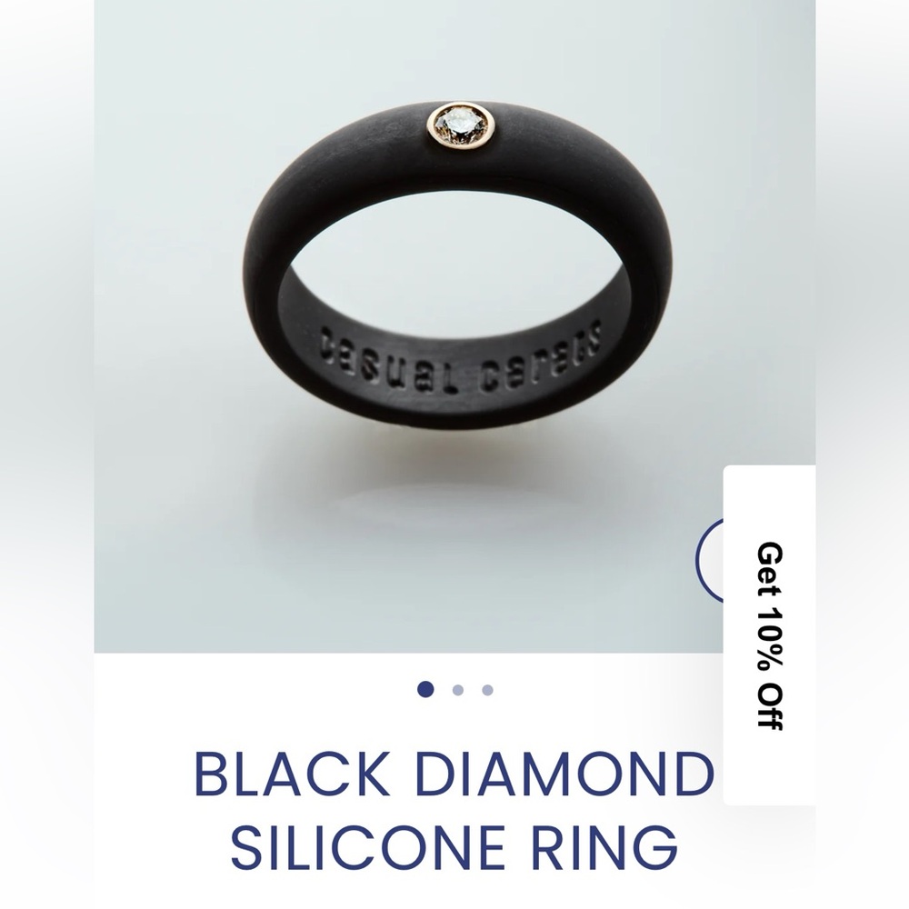 Casual Carats Black Diamond Silicone Ring (Size 8)